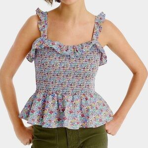 J.Crew Liberty Fabric Smocked Floral Richmond Top Size Small